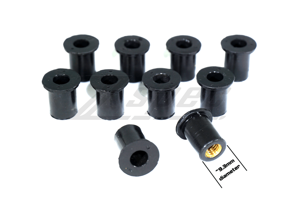 ZSPEC M5 Silicone-Rubber Well Nuts for Body Kits and Flares using M5-0.8, 10-Pack - ZSPEC Design LLC - Hardware Fasteners - 10-pack, body hardware, m5, rubber, well nut - zspecdesign.com