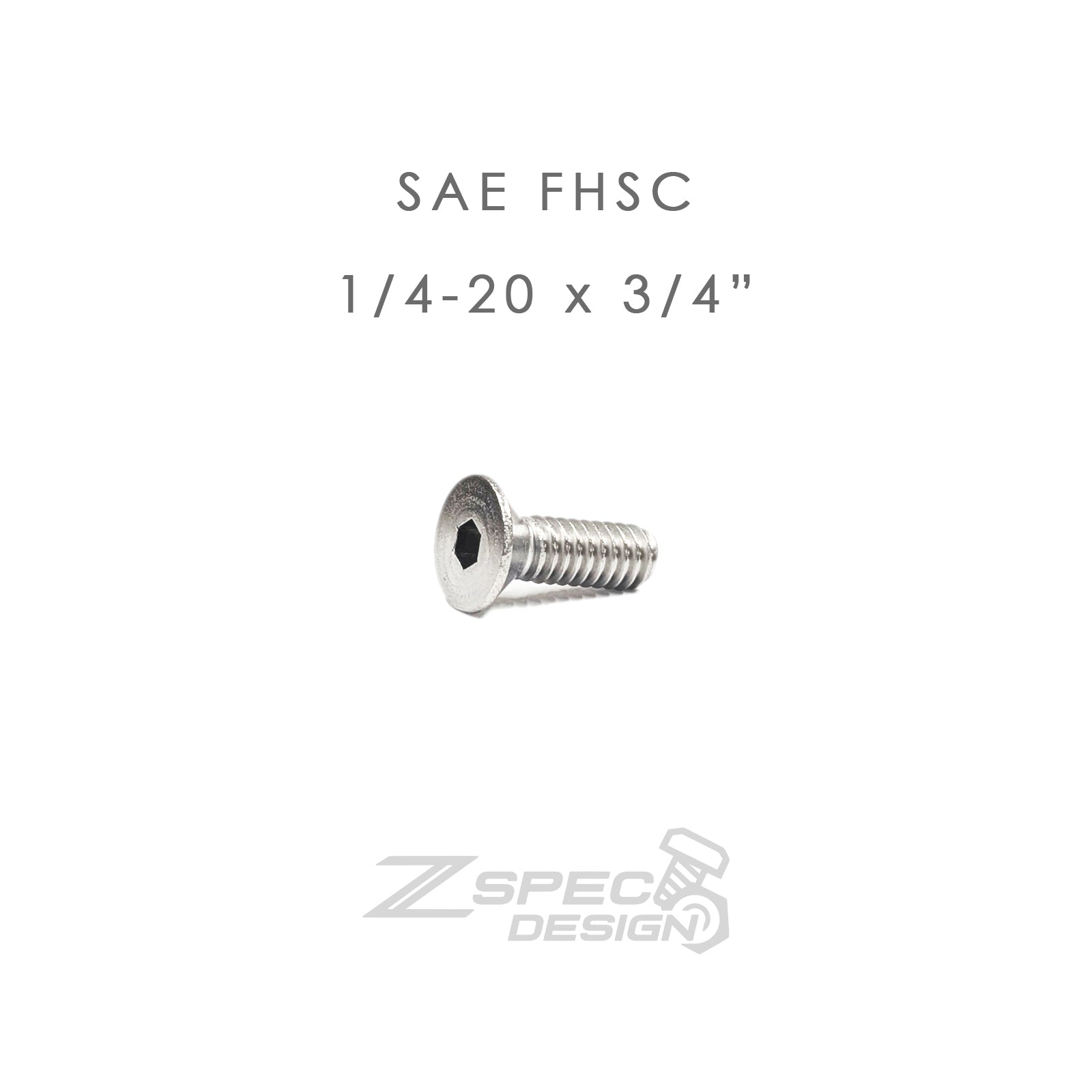 ZSPEC FHSC 1/4-20x3/4" SAE Fasteners, SUS304 Stainless, 10-Pack