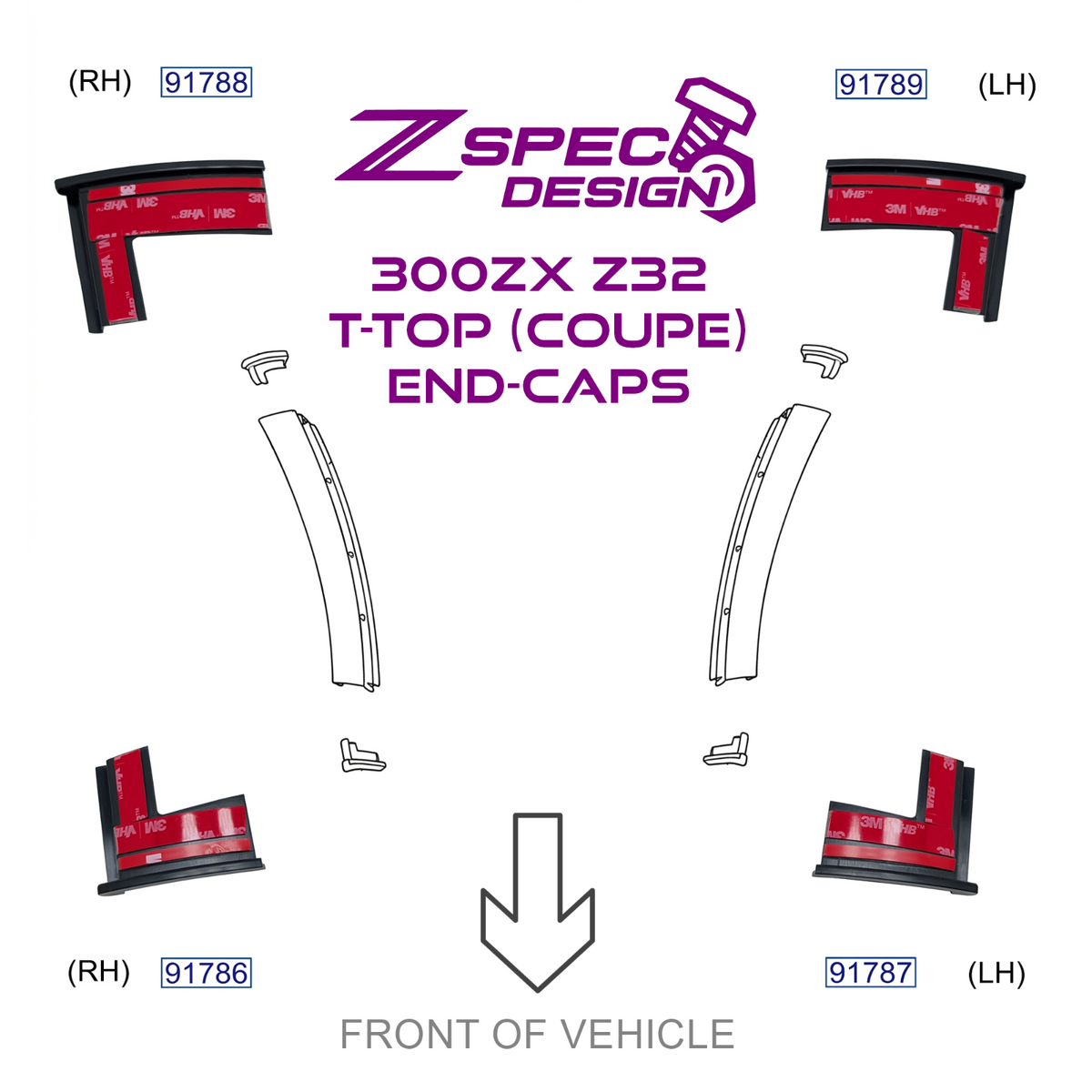 T-Top Ends SET for the 300zx Z32, Coupe/2-Seater Fitment | ZSPEC Design
