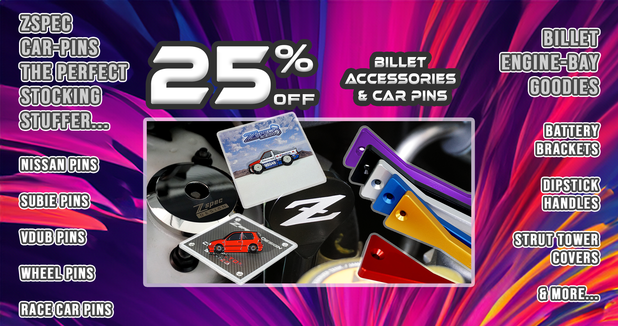 ZSPEC Black Friday - Hardware, Billet Caps, Car Pins, Apparel and more - ZSPEC Design LLC