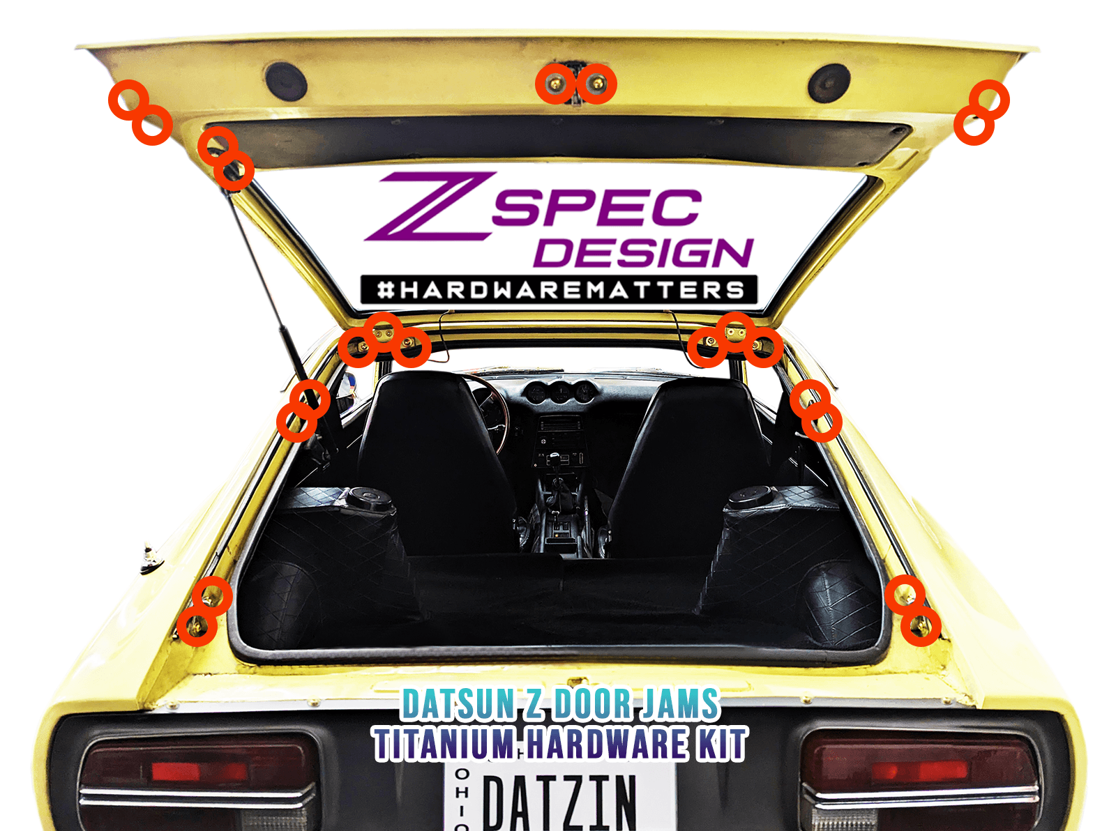 ZSPEC Dress Up Bolts® Fastener Kit, Trunk/Hatch-Area for Datsun 240/260/280z S30, Titanium - ZSPEC Design LLC - Hardware Fasteners - 240z, 260z, 280z, datsun, door, door jam, Fastener Kit, nissan, s30 - zspecdesign.com