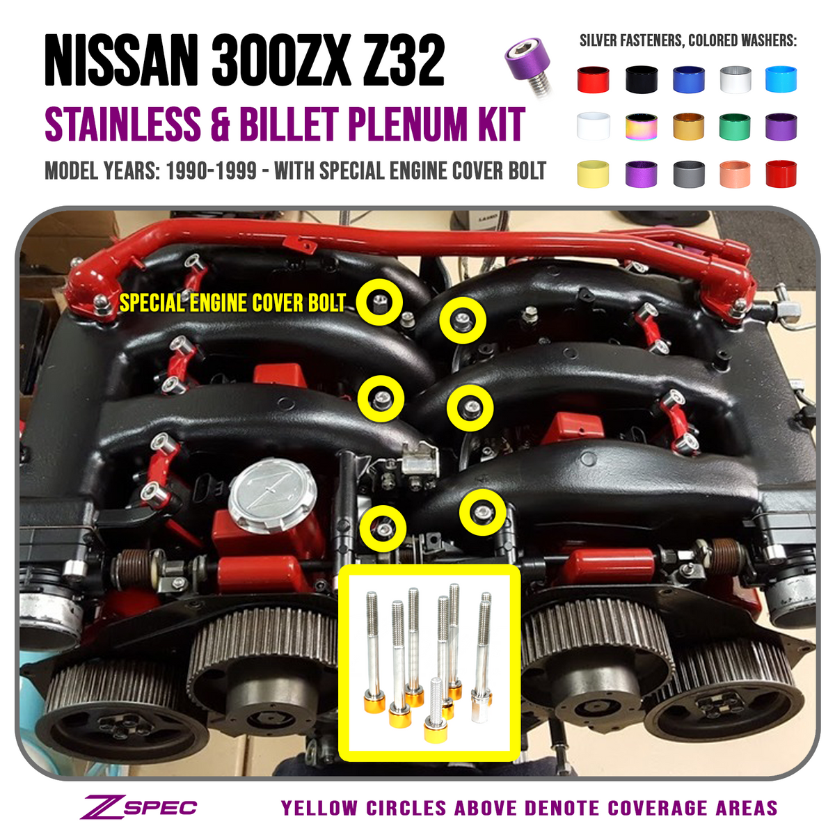その他 MUI ZSPEC Upper-to-Lower Plenum Fasteners for 90-96 Nissan 300zx Z32