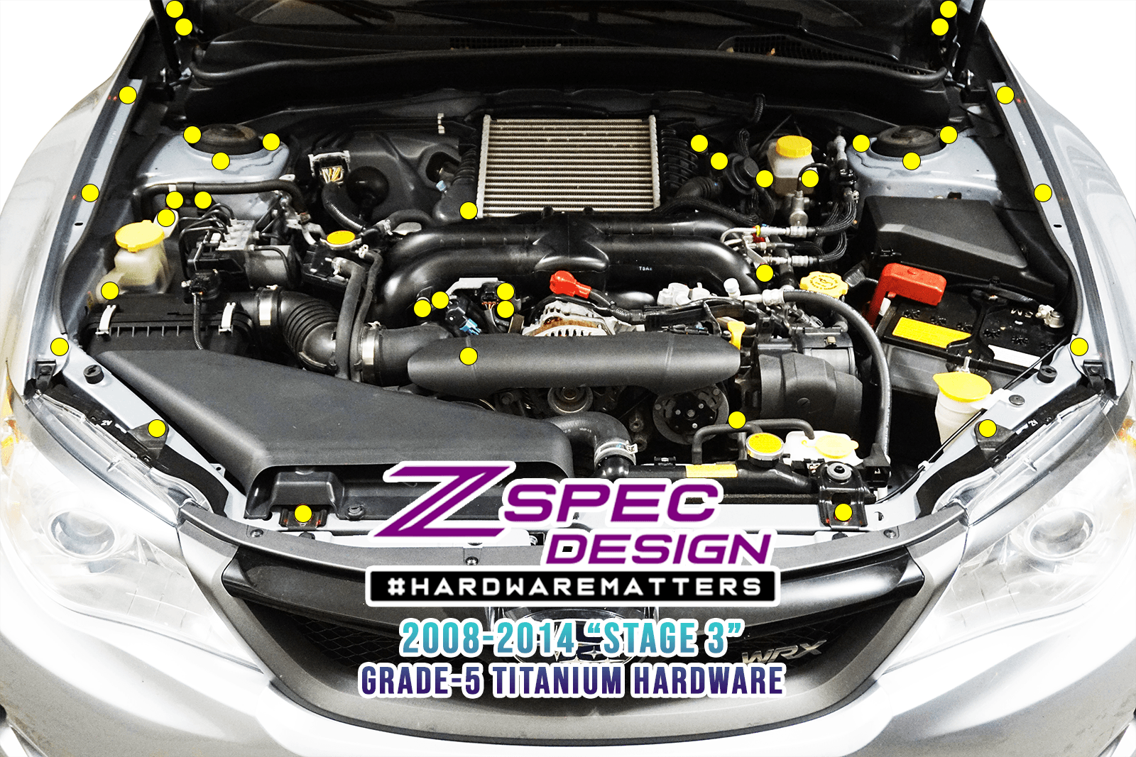 ZSPEC "Stage 3" Dress Up Bolts® Fastener Kit for '08-14 Subaru WRX & STi, Titanium  Keywords Engine Bay Upgrade Performance Merchandise Grade-5 GR5 Dress Up Bolts Hardware Design Car Auto JDM USDM