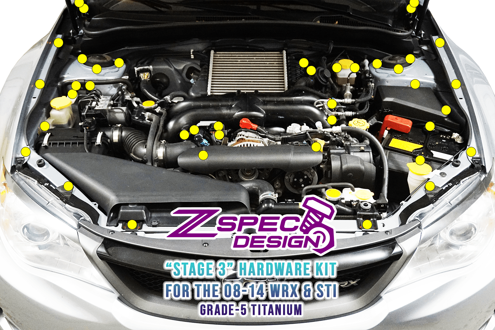ZSPEC "Stage 3" Dress Up Bolts® Fastener Kit for '08-14 Subaru WRX & STi, Titanium - ZSPEC Design LLC - Hardware Fasteners - Fastener Kit, stage 3, sti, subaru, Washer Color, wrx - zspecdesign.com