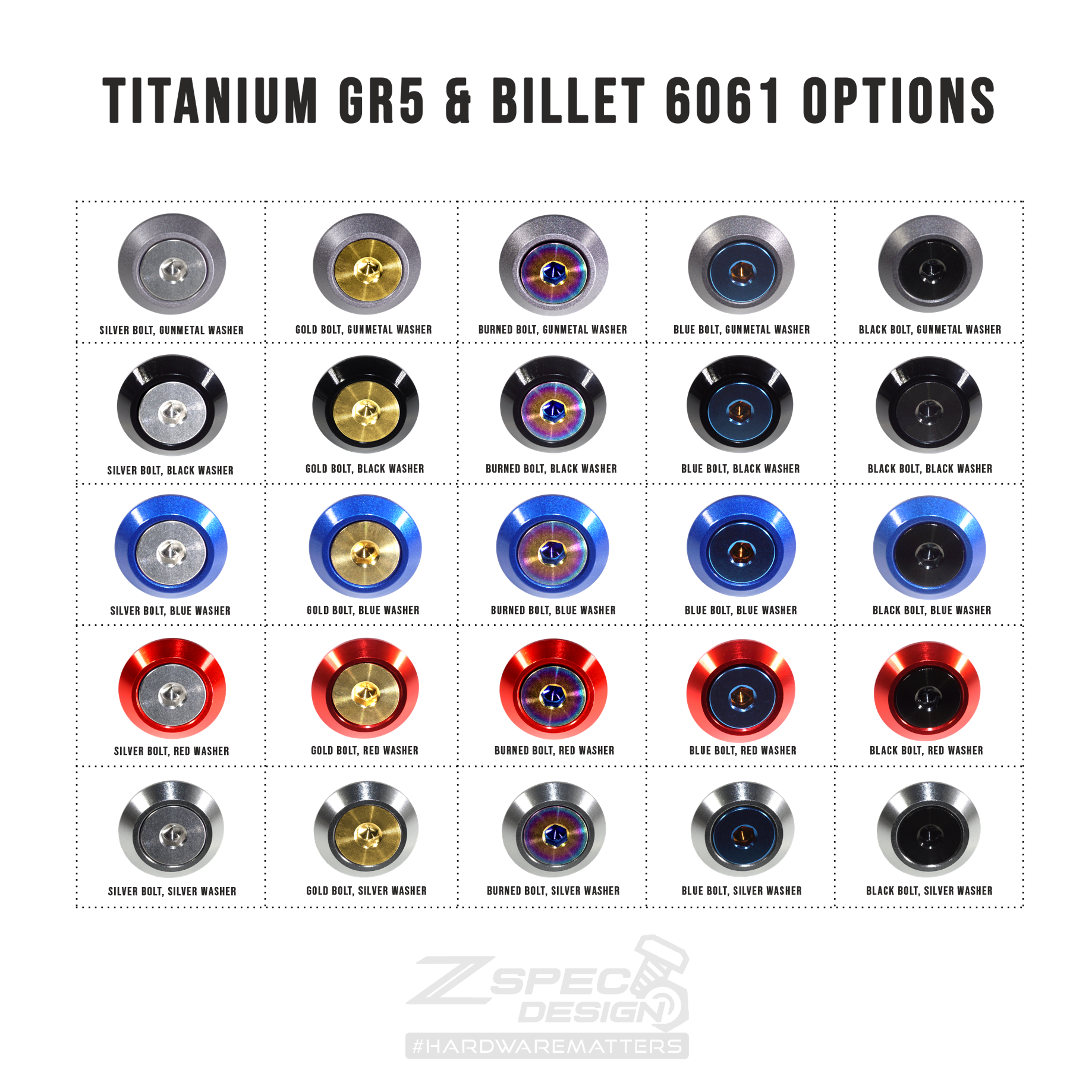 ZSPEC Stage-3 Dress Up Bolts Fastener Kit, GR Corolla, Titanium/Billet