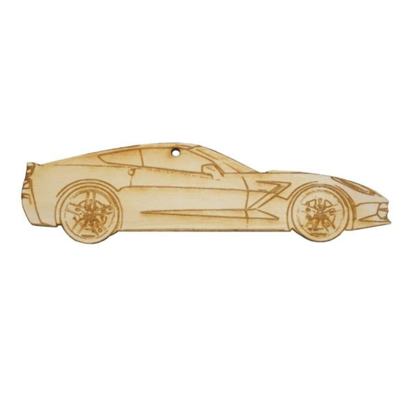 ZSPEC Laser-Engraved Birch Ornament, Style: Corvette C7, ~5-inch Wide - ZSPEC Design LLC - Holiday Ornaments - c7, corvette, holiday, lifestyle, ornament - zspecdesign.com