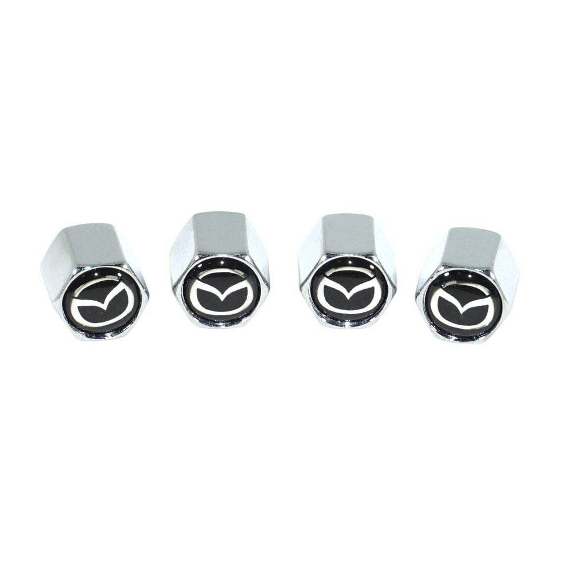 Chrome Valve Stem Tire Caps, Style: MAZDA on Black Background - ZSPEC Design LLC - Hardware Fasteners - cap, CX, mazda, tire - zspecdesign.com