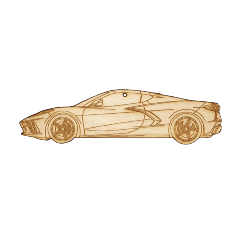 ZSPEC Laser-Engraved Wood Ornament, Style: Corvette C8, Birch - ZSPEC Design LLC - Holiday Ornaments - Corvette, holiday, nismo, Chevrolet, ornament, C8 - zspecdesign.com