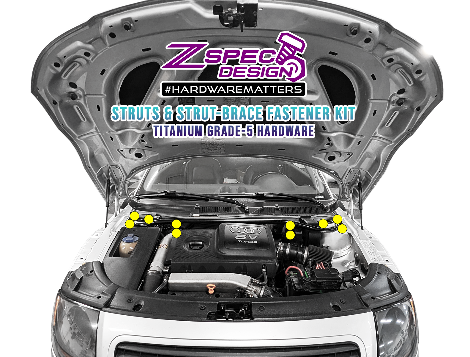 ZSPEC Struts & Strut-Brace Hardware Kit for the Audi TT 1st-Gen 8N, Titanium