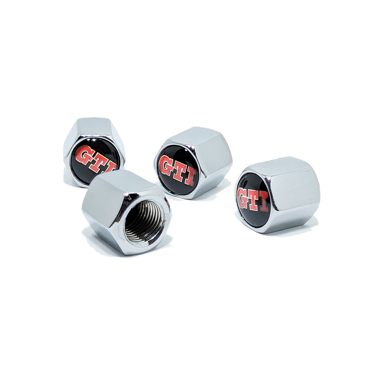 Chrome Valve Stem Tire Caps, Style GTI (V W / Volkswagen)

Set of four valve-stem tire caps - chromed-brass with o-ring inside for seal and gel-domed end.