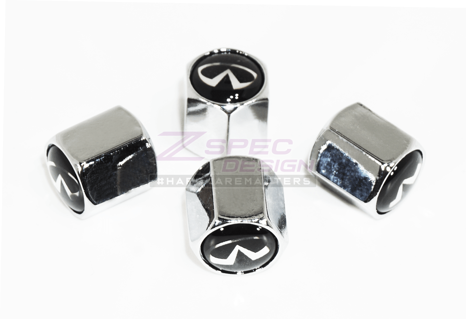 Chrome Valve Stem Tire Caps, Style: INFINITI - ZSPEC Design LLC - Hardware Fasteners - cap, Infiniti, tire - zspecdesign.com