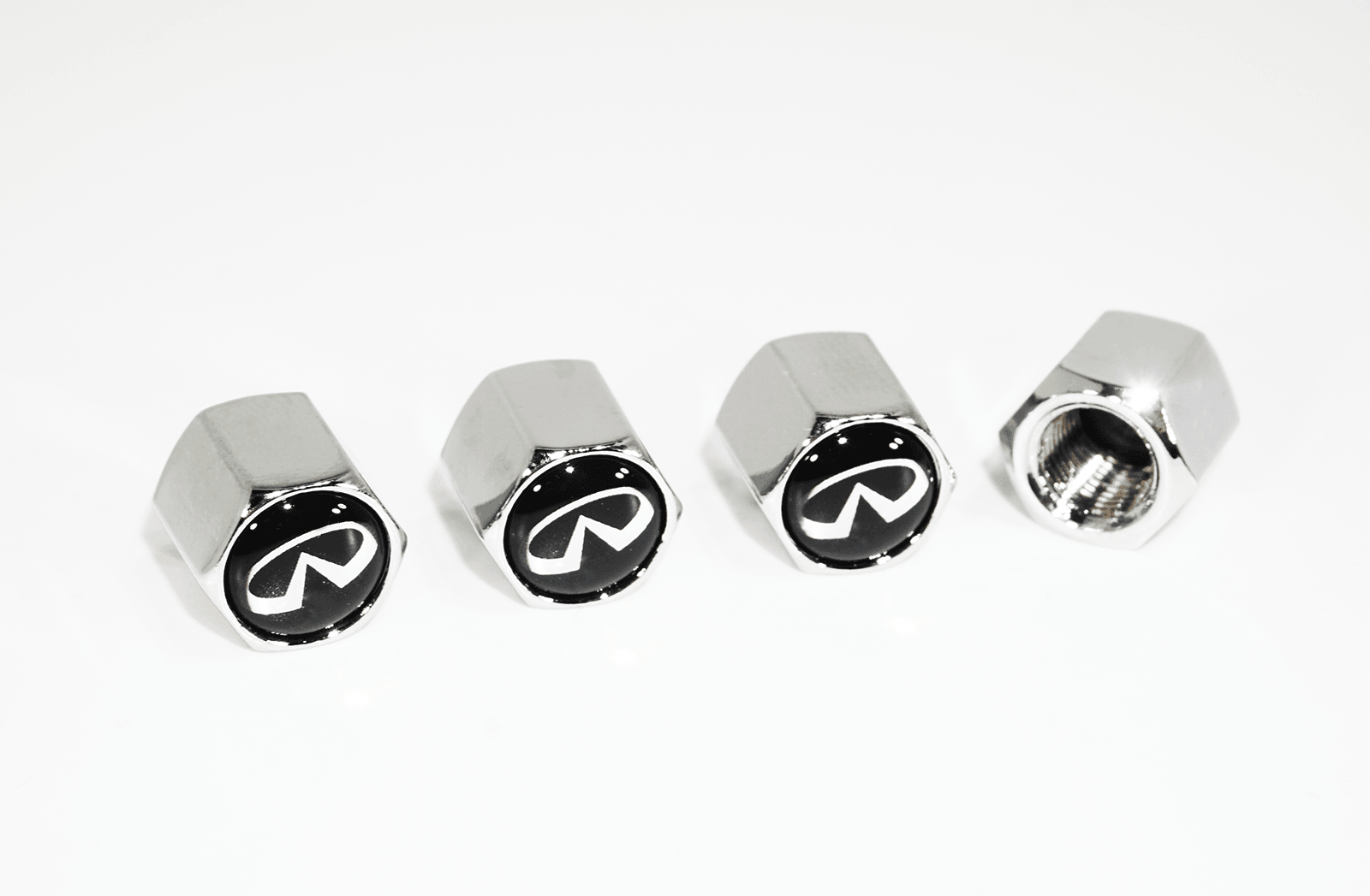 Chrome Valve Stem Tire Caps, Style: INFINITI - ZSPEC Design LLC - Hardware Fasteners - cap, Infiniti, tire - zspecdesign.com