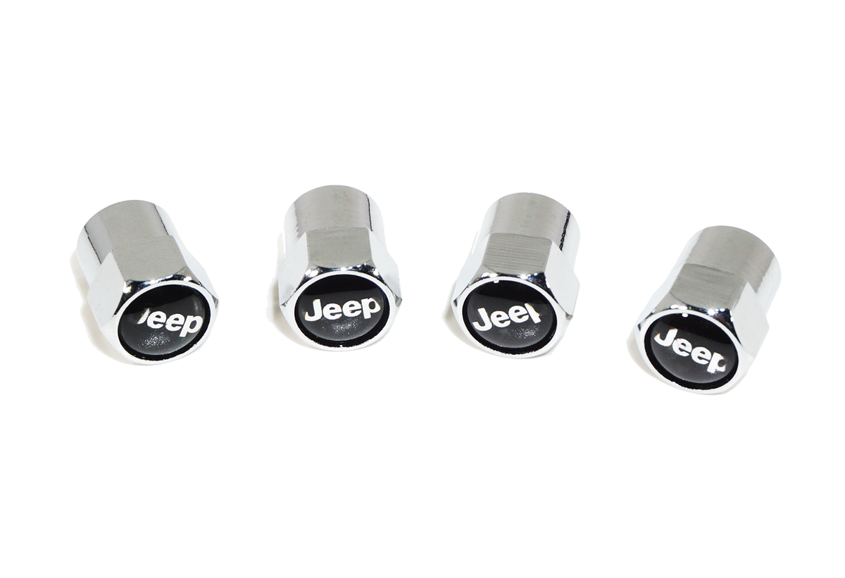 ZSPEC Chrome Valve Stem Tire Caps, Style: Jeep  Wheel Rim Exterior Upgrade Performance Accessory Car Show Vehicle Auto Grand Cherokee CJ JK JKU Patriot Compass Wrangler Wagoneer Renegade 4x4 off-road