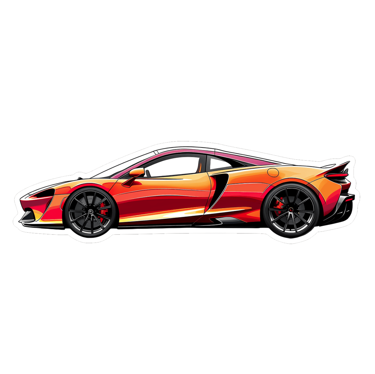 McLaren Cartoon-Style Side-View Vinyl Decal / Sticker, Orange