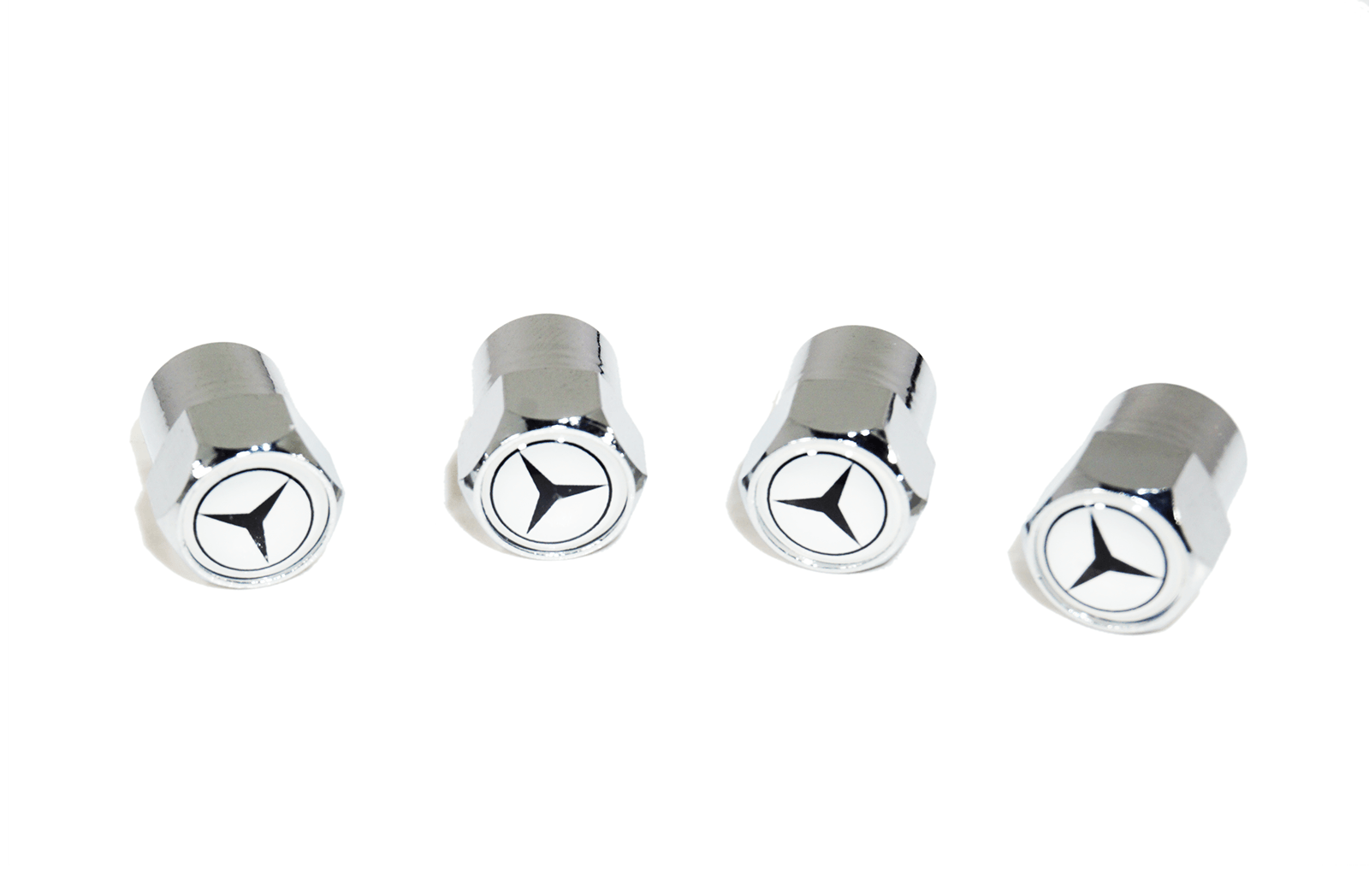 Chrome Valve Stem Tire Caps, Style: Mercedes  Keywords Tires Wheels Rims Upgrade Performance Modification Grade-5 Dress Up Bolts Hardware Car Show Ready Engine Bay Fenders Headlights Brackets