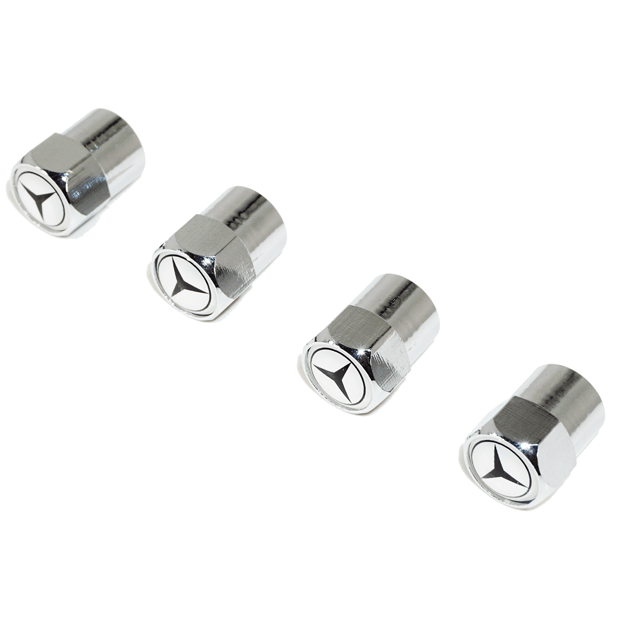 Chrome Valve Stem Tire Caps, Style: Mercedes - ZSPEC Design LLC - Hardware Fasteners - Benz, cap, Mercedes, tire - zspecdesign.com