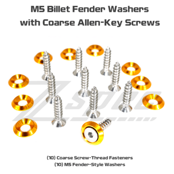 ZSPEC M5x20mm Coarse Fasteners w/Colored Washers, 10-Pack - ZSPEC Design LLC - Hardware Fasteners - 10-Pack, coarse, Fastener Kit, M5 - zspecdesign.com