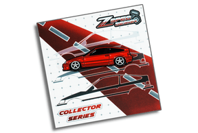 Honda CRX (Red/White/Yellow/Glitter-Silver) Collector Lapel/Hat Pin - ZSPEC Design LLC  Enamel Pin, chromed posts Mounted on Collector Card  Pin Garage Collect Collector Race Car Sports Auto Hobby