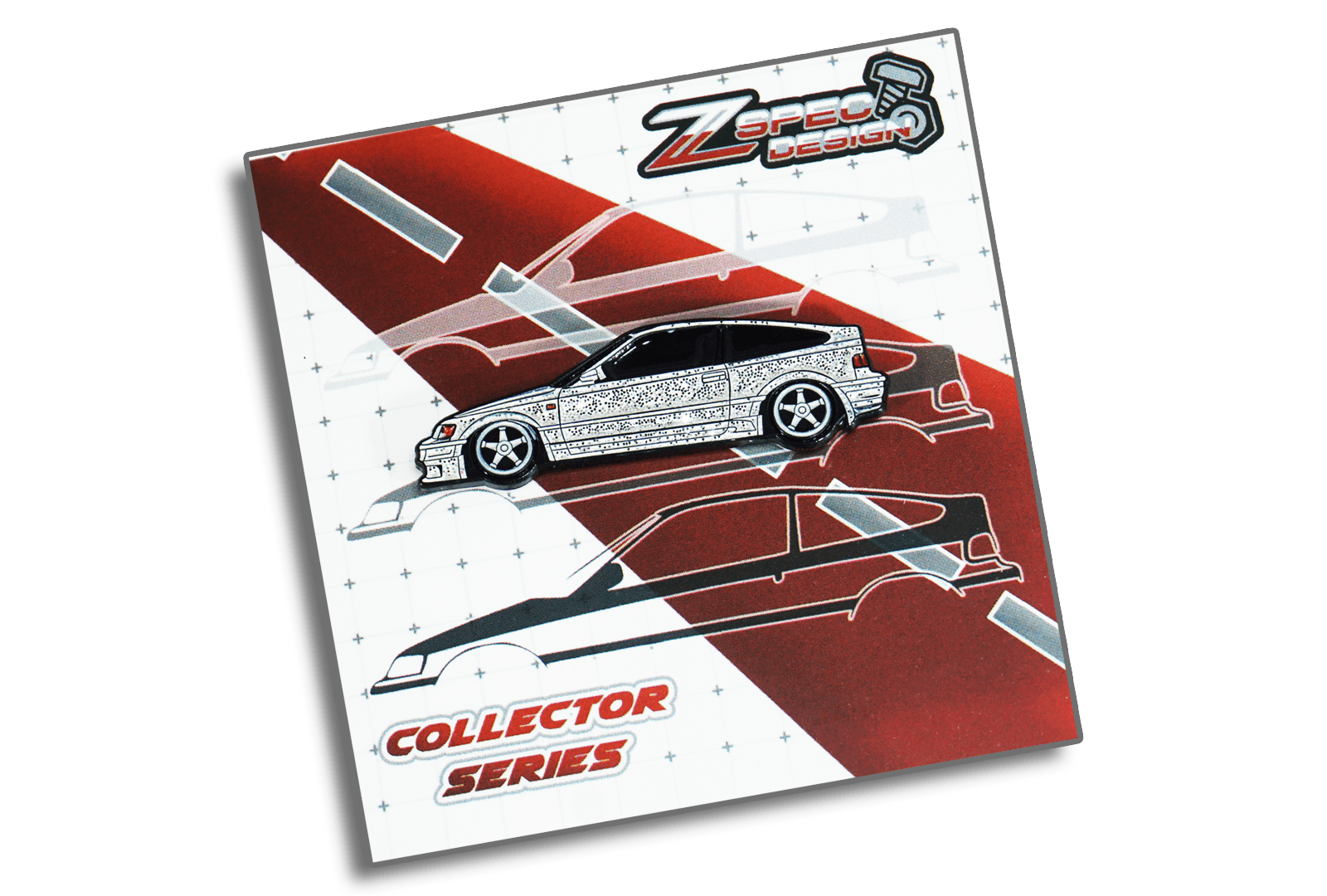 Honda CRX (Red/White/Yellow/Glitter-Silver) Collector Lapel/Hat Pin - ZSPEC Design - ZSPEC Design LLC - Hardware Fasteners - accessory, crx, honda, honda pin, lapel, lifestyle, pin - zspecdesign.com