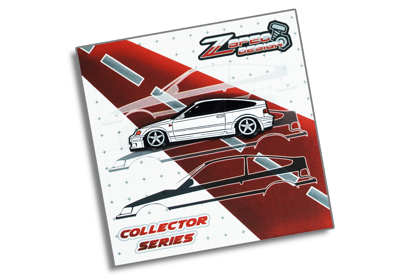 Honda CRX (Red/White/Yellow/Glitter-Silver) Collector Lapel/Hat Pin - ZSPEC Design - ZSPEC Design LLC - Hardware Fasteners - accessory, crx, honda, honda pin, lapel, lifestyle, pin - zspecdesign.com