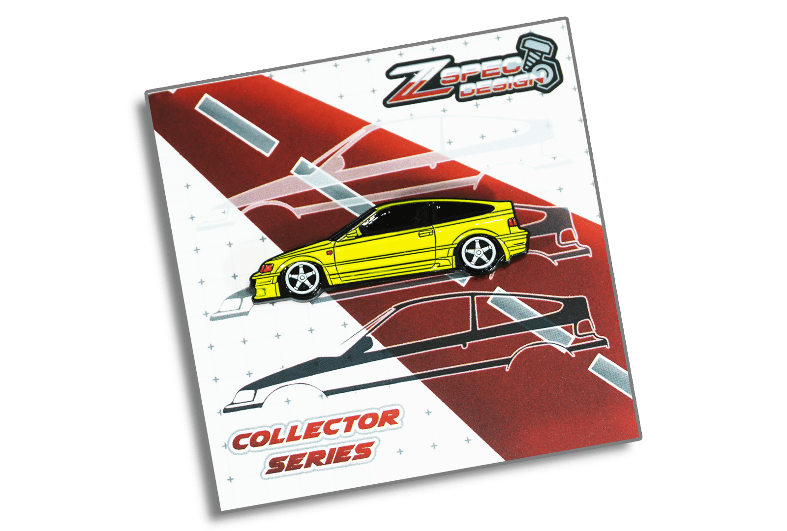 Honda CRX (Red/White/Yellow/Glitter-Silver) Collector Lapel/Hat Pin - ZSPEC Design - ZSPEC Design LLC - Hardware Fasteners - accessory, crx, honda, honda pin, lapel, lifestyle, pin - zspecdesign.com