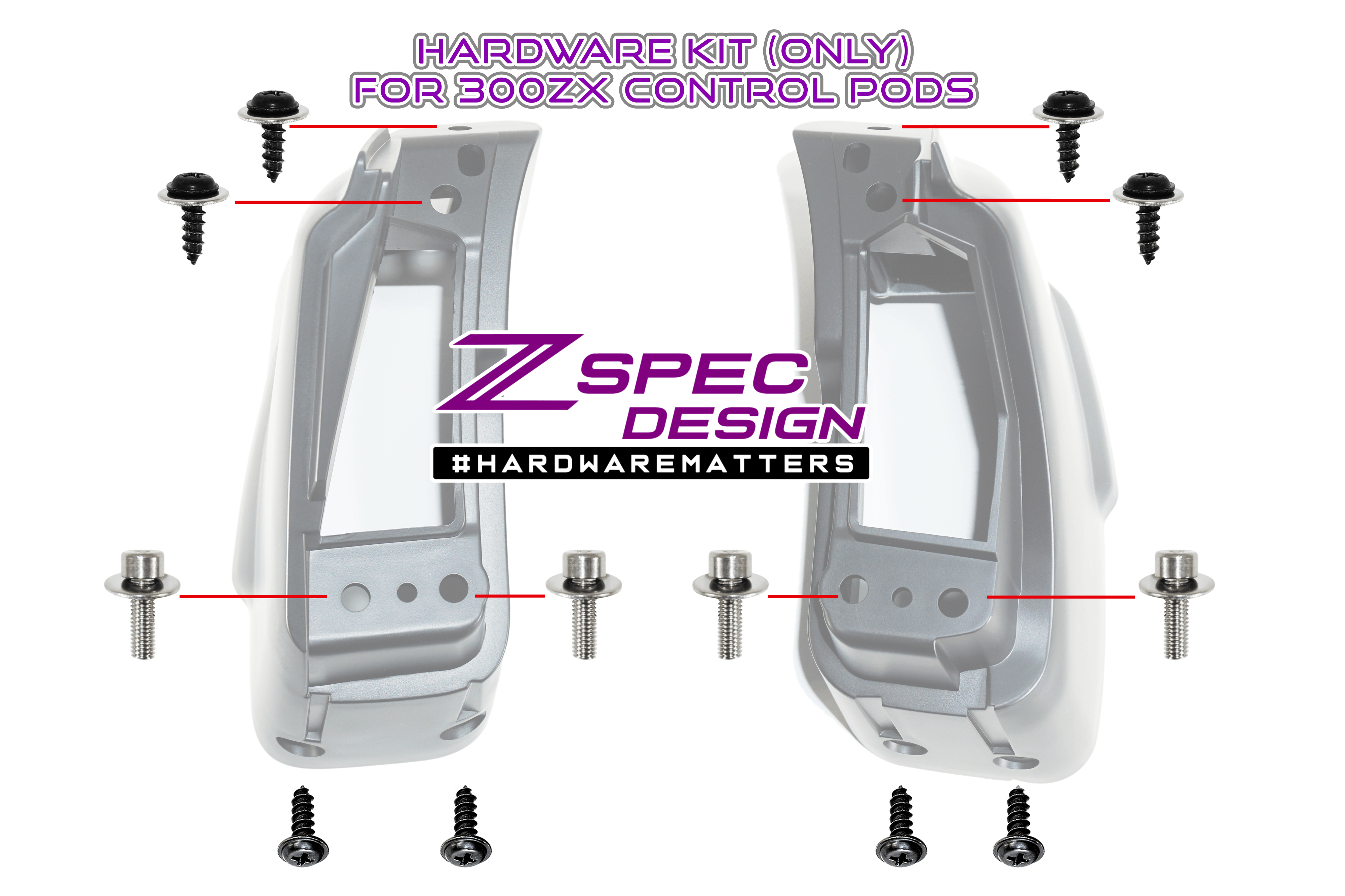 ZSPEC Dash Lighting and Climate-Control Pod HARDWARE KIT, LHD Z32 300zx - ZSPEC Design LLC - Hardware Fasteners - 300zx, 300zx pods, lhd, nissan, repro, z32, z32 pod - zspecdesign.com