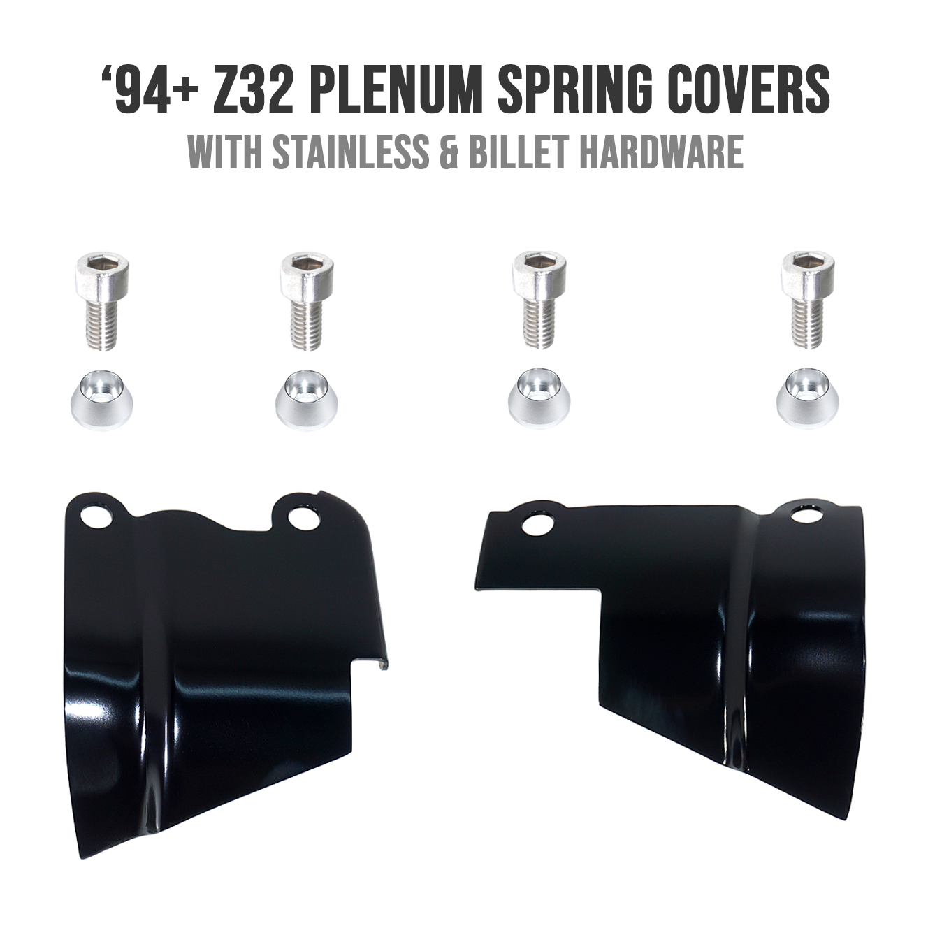 ZSPEC Black Throttle Spring Covers for '94-96 300zx Z32 Plenums, Powdercoated Stainless - ZSPEC Design LLC - Hardware Fasteners - 300zx, j30-style, nissan, throttle, z32 - zspecdesign.com