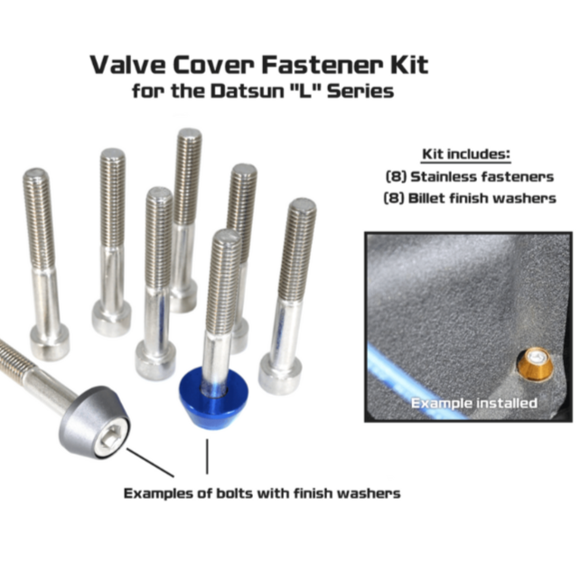 ZSPEC Valve Cover Fasteners for L-Series Datsun 240z/260z/280z/280zx/510/620, Stainless & Billet - ZSPEC Design LLC - Hardware Fasteners - 240z, 260z, 280z, 280zx, 510/620, datsun, Fastener Kit, s130, s30, Washer Color - zspecdesign.com