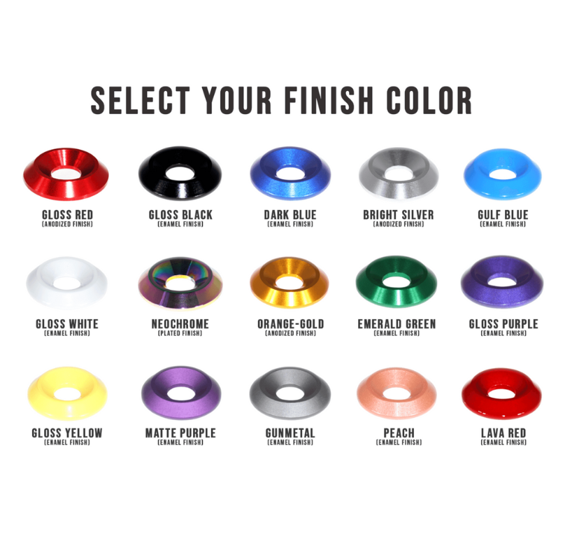 ZSPEC Billet Finish-Washer Color Sample Pack, One of each color - ZSPEC Design LLC - Hardware Fasteners - one of each, sample - zspecdesign.com