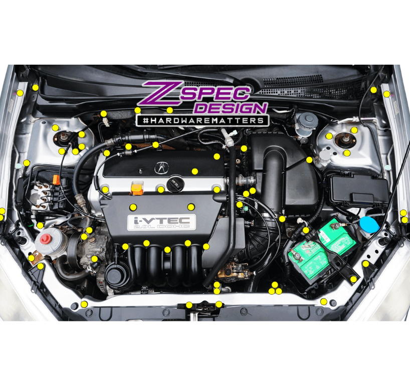 ZSPEC "Stage 3" Dress Up Bolts® Fastener Kit for '01-07 Acura RSX 2.0L, Stainless & Billet - ZSPEC Design LLC - Hardware Fasteners - acura, Fastener Kit, rsx, stage 3, Washer Color - zspecdesign.com