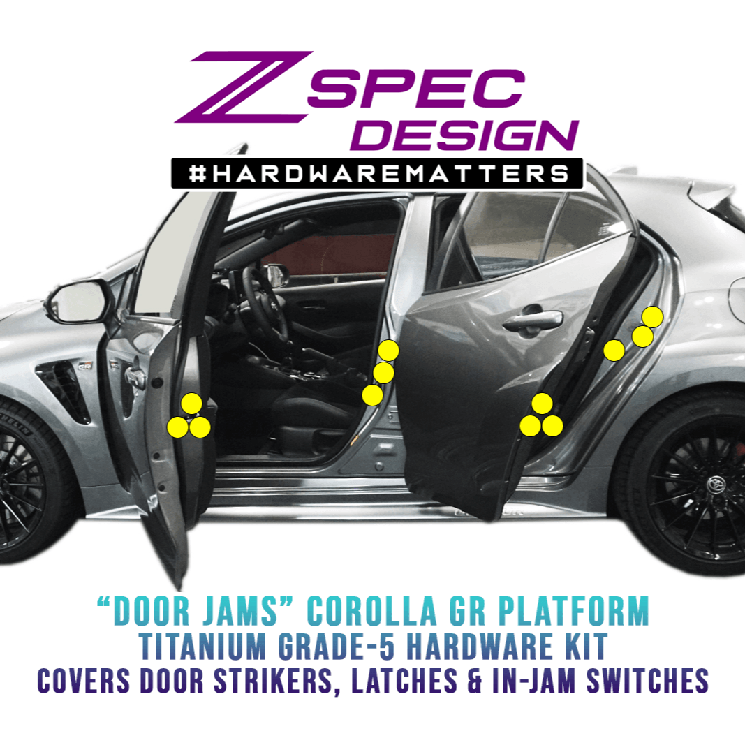 ZSPEC Door Jams Fastener Kit for the GR Corolla, Strikers/Latches/Switches, Titanium - ZSPEC Design LLC - Hardware Fasteners - corolla, corolla gr, door jam, Fastener Kit, gr, toyota - zspecdesign.com