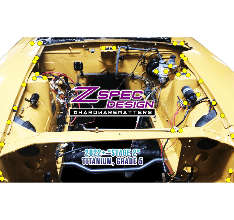 ZSPEC "Stage 2" Dress Up Bolts® Fastener Kit for '70-78 Datsun 240z/260z/280z, Titanium - ZSPEC Design LLC - Hardware Fasteners - 240z, 260z, 280z, datsun, Fastener Kit, stage 2, Washer Color - zspecdesign.com