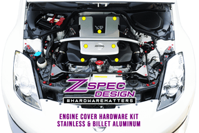 ZSPEC Engine Cover Fasteners for '03-09 Nissan 350z DE & HR, Stainless & Billet  Keywords Car Show NISMO vehicle car upgrade performance SUS304 Stainless Steel Plenum Engine Cover Plastic Hobby 