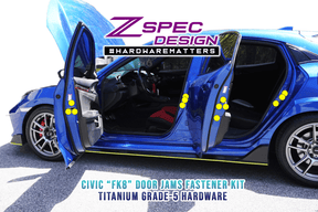 ZSPEC Dress Up Bolts® Door-Jam Area Fastener Kit for the Civic FK8 Type R, Titanium Keywords Time Attack Upgrade Modification Vortex Aero Titanium Hardware Hobby Garage Car Honda K20A