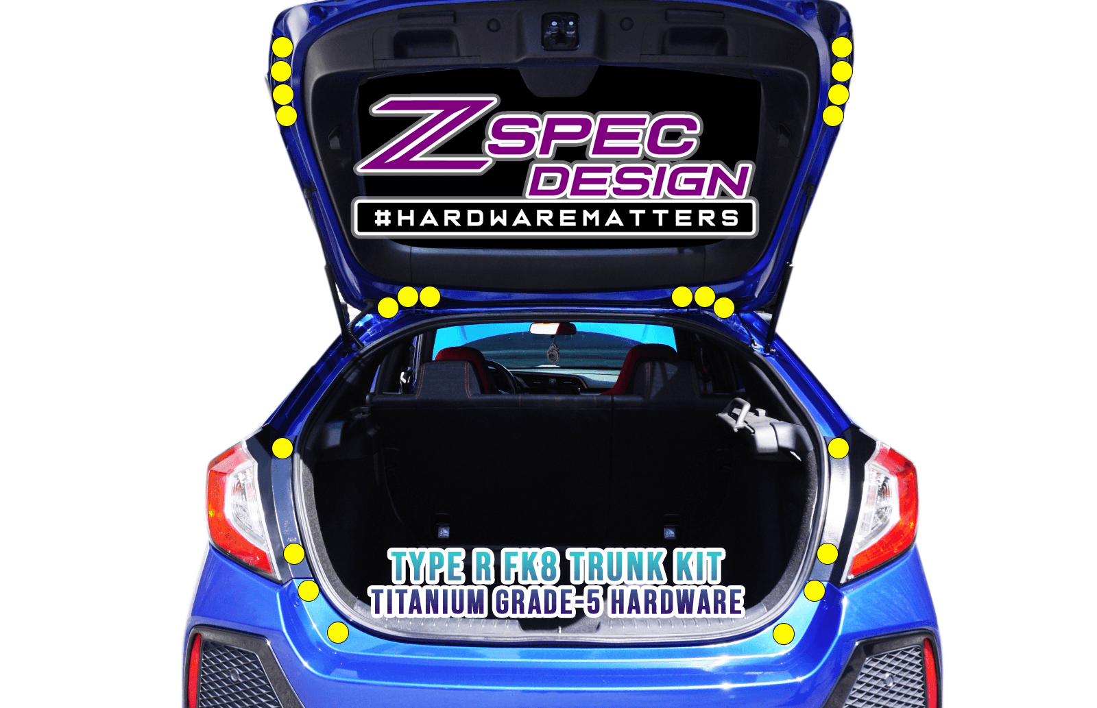 ZSPEC Dress Up Bolts® Fastener Kit for the Civic FK8 Type R, Titanium Keywords Time Attack Upgrade Modification Vortex Aero Titanium Hardware Hobby Garage Car Honda K20A
