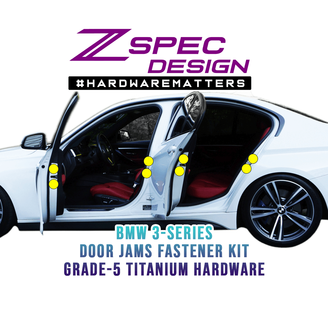 ZSPEC "Door Jams" Dress Up Bolts® Fastener Kit for '14-18 BMW 3-Series Titanium - ZSPEC Design LLC - Hardware Fasteners - 435i, bmw, door jam, F32, Fastener Kit - zspecdesign.com