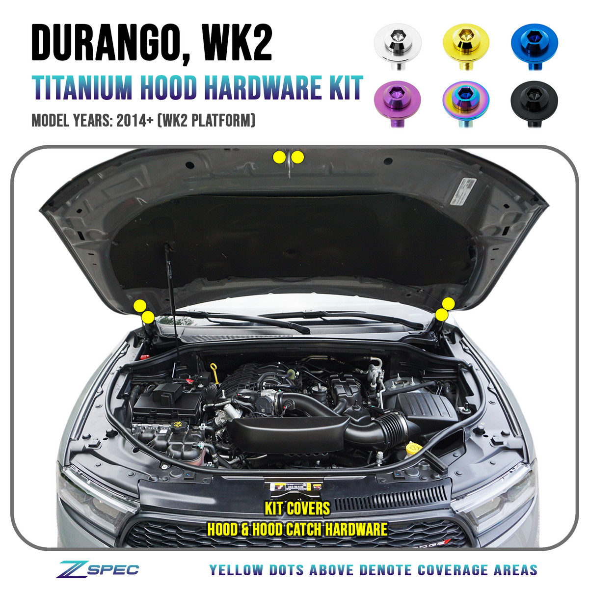 Titanium Hood Stack Titanium & Billet Hood Hardware Kits | ZSPEC Design