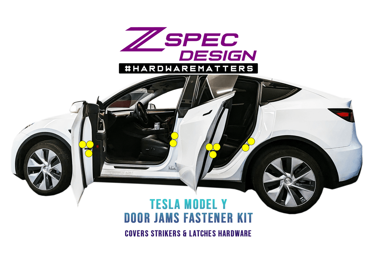 ZSPEC Dress Up Bolts® Door Jams Strikers Latches Fastener Kit for the Tesla Model Y and Model 3, Grade-5 Titanium Motor Vehicle Engine Parts ZSPEC Design LLC.