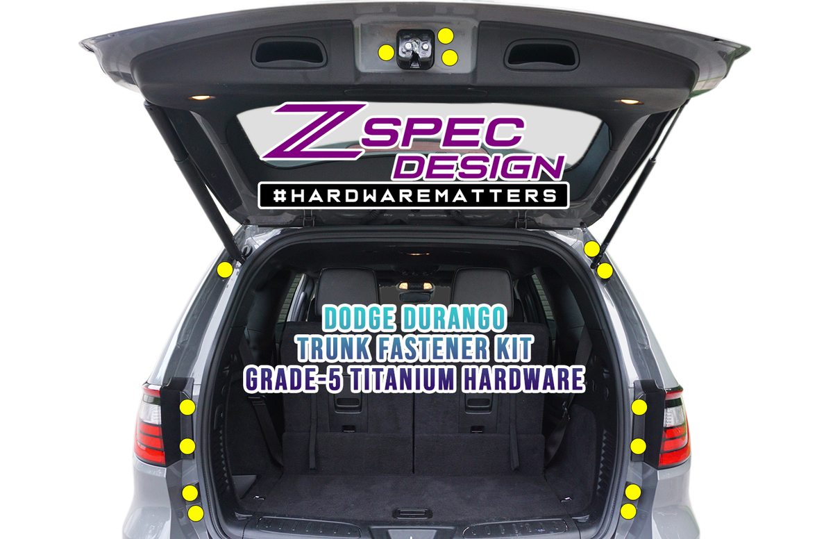 ZSPEC Dress Up Bolts® Hatch/Trunk-Area Fastener Kit for '11-23 Dodge Durango, Titanium - ZSPEC Design LLC - Hardware Fasteners - cx-9, Fastener Kit, mazda - zspecdesign.com