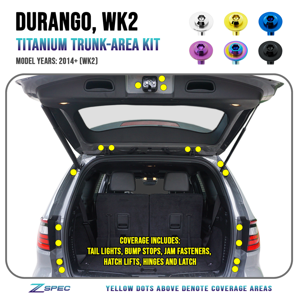 ZSPEC Hatch/Trunk Area Fastener Kit for '14+ Dodge Durango WK2, Titanium