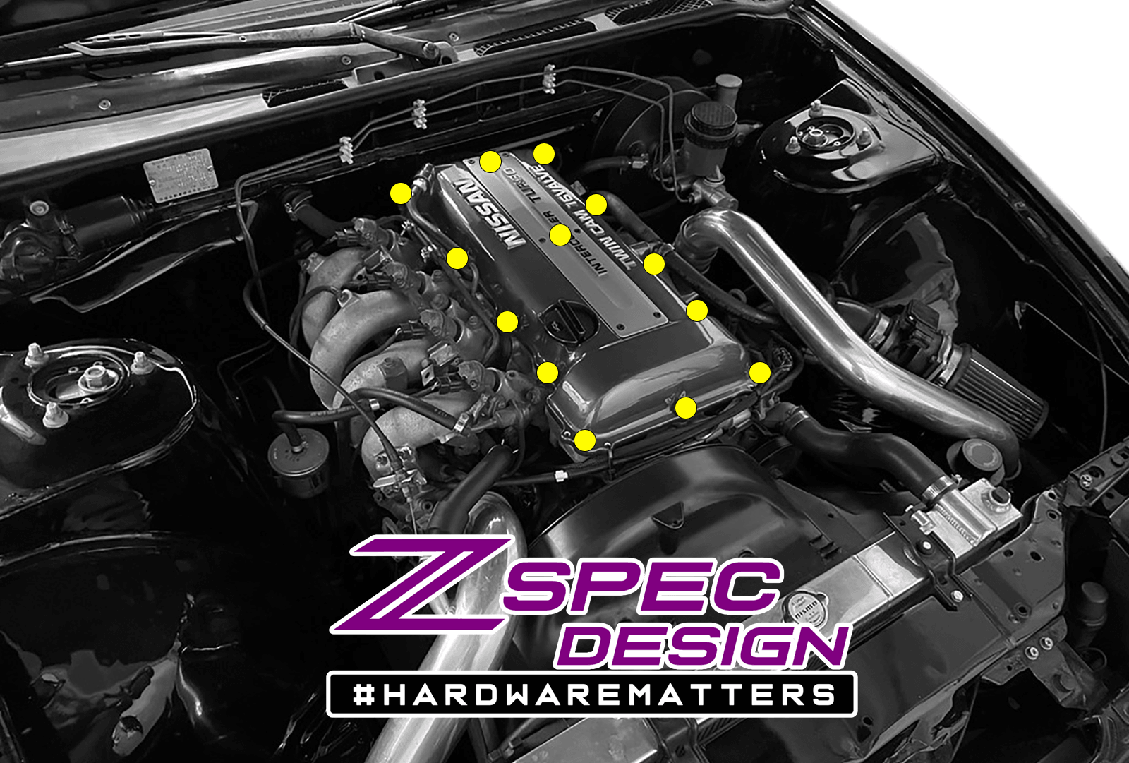 ZSPEC SR20DET (Non-VTC) Valve Cover Hardware Kit, Grade-5 Titanium  Hardware Fasteners Beauty Bolts Car Show Engine Bay Upgrade Performance GR5 Customs Engine Motor Washers Flare Nuts