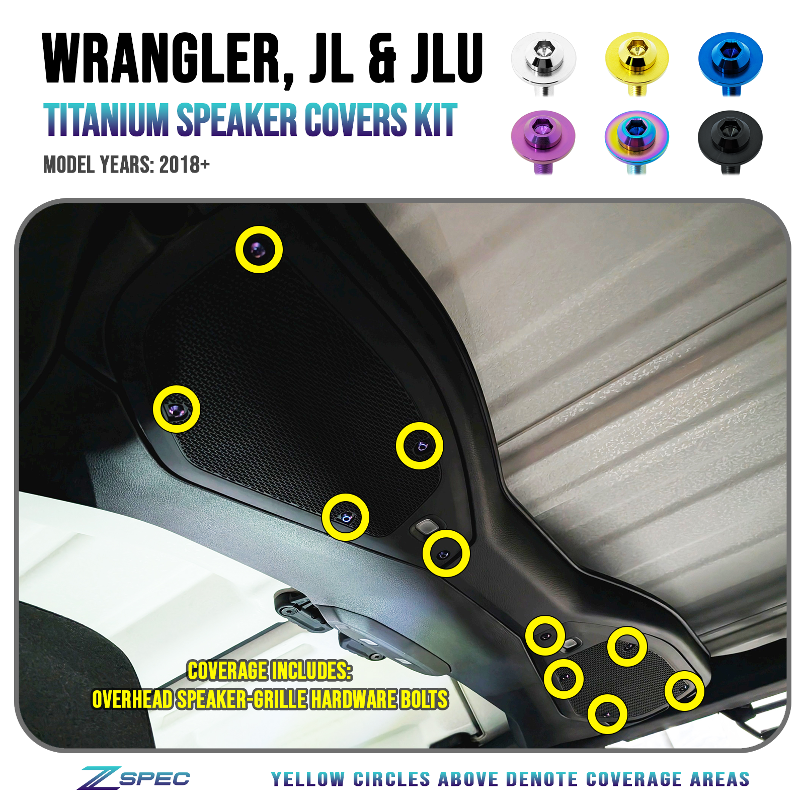ZSPEC Interior Hardware Kit for 2018+ Jeep JLU Wrangler, Titanium