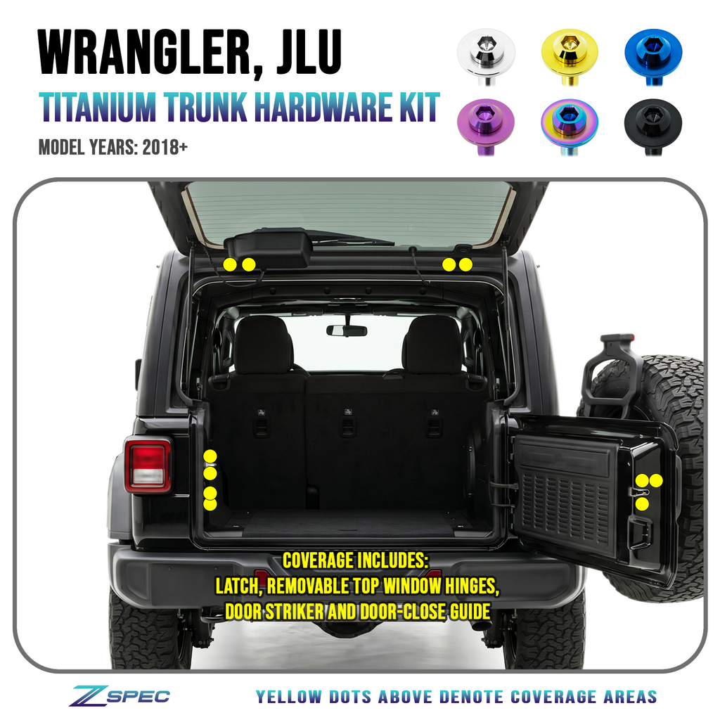 ZSPEC Trunk-Area Hardware Kit for 2018+ Jeep JL & JLU Wrangler, Titani