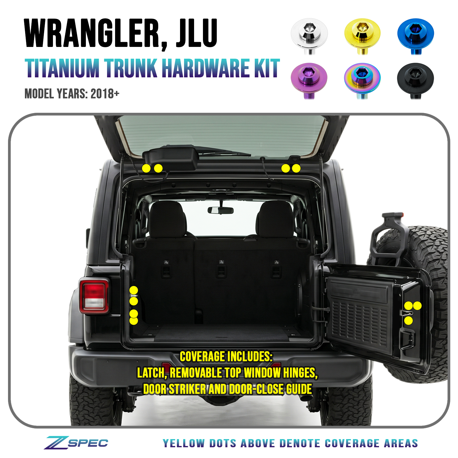 ZSPEC Trunk-Area Hardware Kit for 2018+ Jeep JL & JLU Wrangler, Titanium - ZSPEC Design LLC