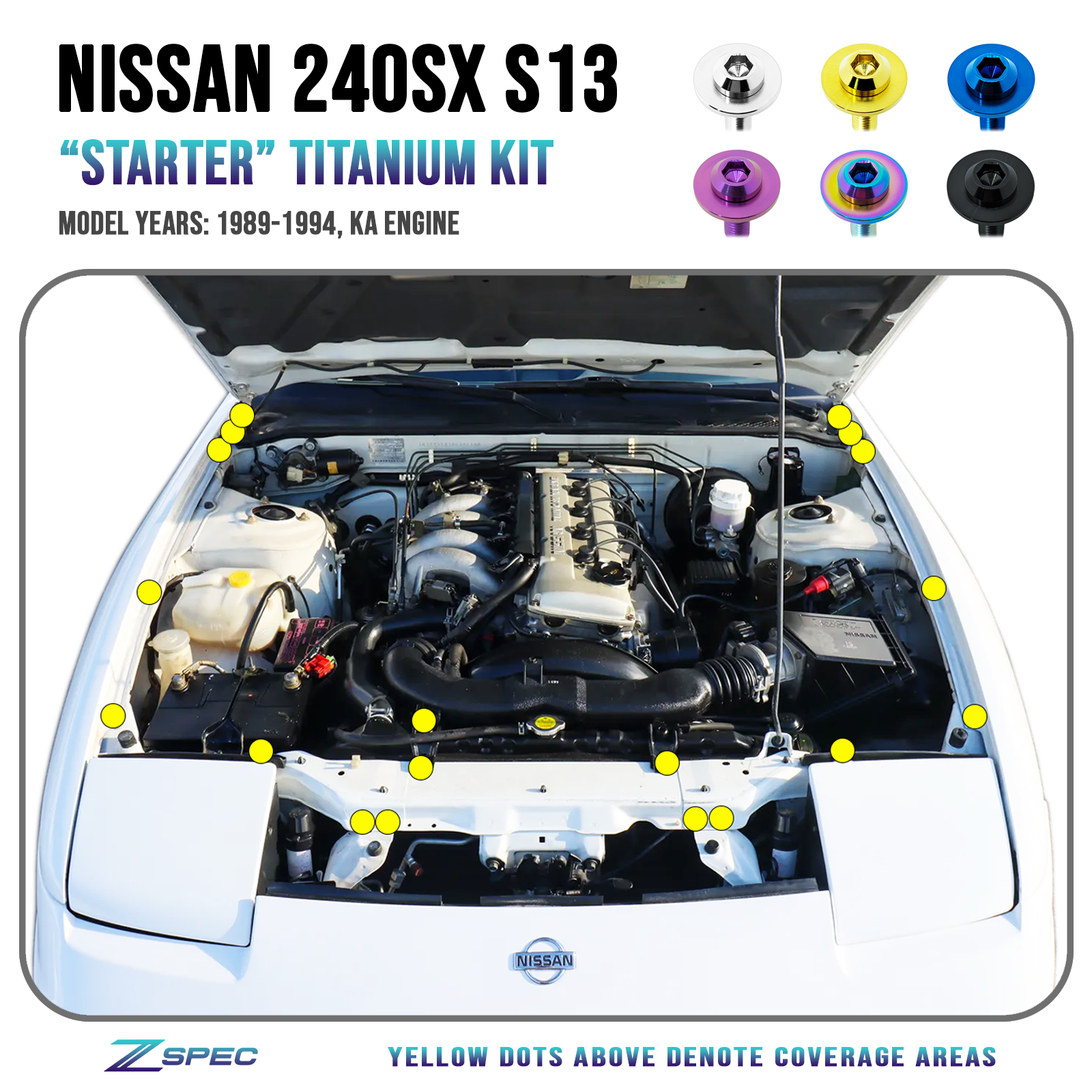 ZSPEC Engine Coils Cover Fastener Kit,  Nissan SR20(DE/DETT), Grade-5 Titanium - ZSPEC Design LLC - Hardware Fasteners - 240sx, Fastener Kit, nissan, s14, sr20det - zspecdesign.com