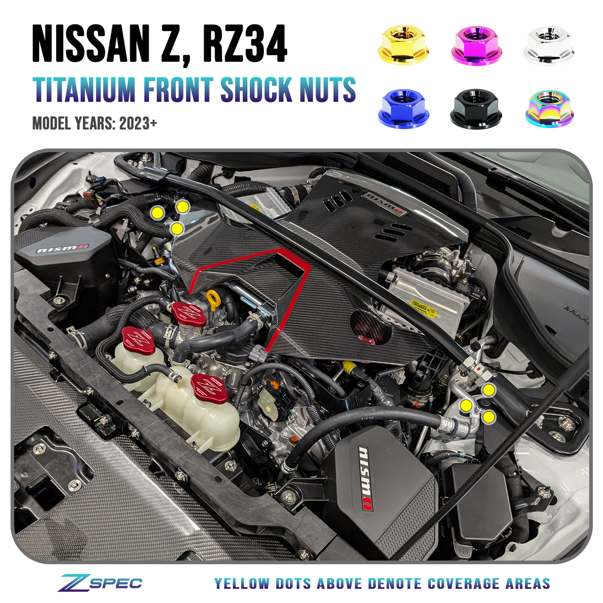 ZSPEC Shock Tower Nuts for '23+ Nissan Z RZ34, Titanium Grade-5