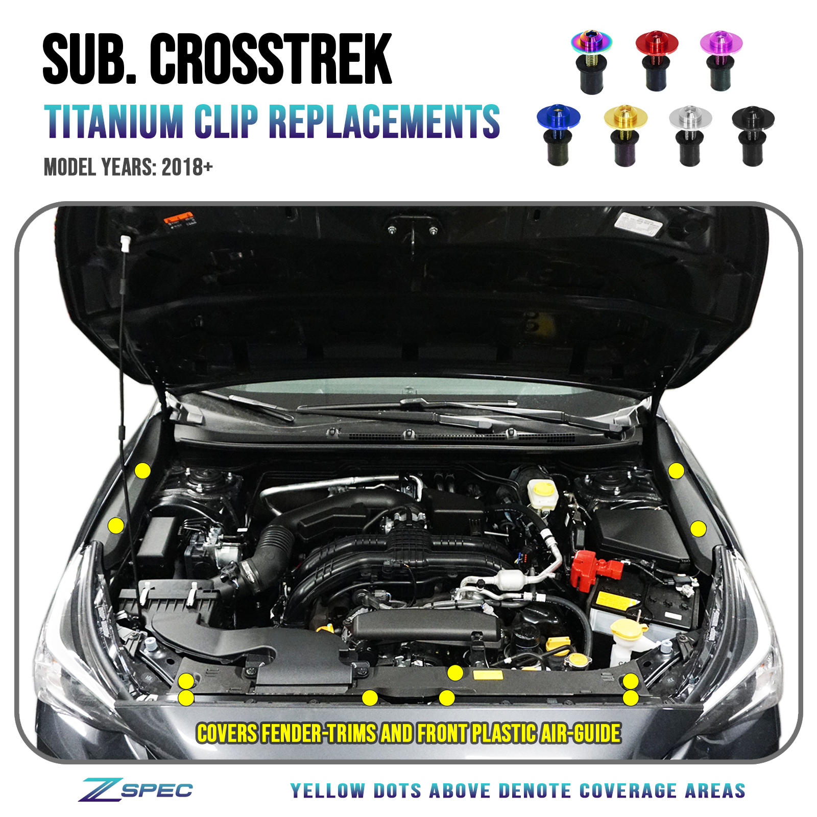 ZSPEC Titanium Plastic Clips Replacement Kit, Subaru CrossTrek 18-24 ZSPEC Titanium Plastic Clips Replacement Kit, Subaru CrossTrek 18-24