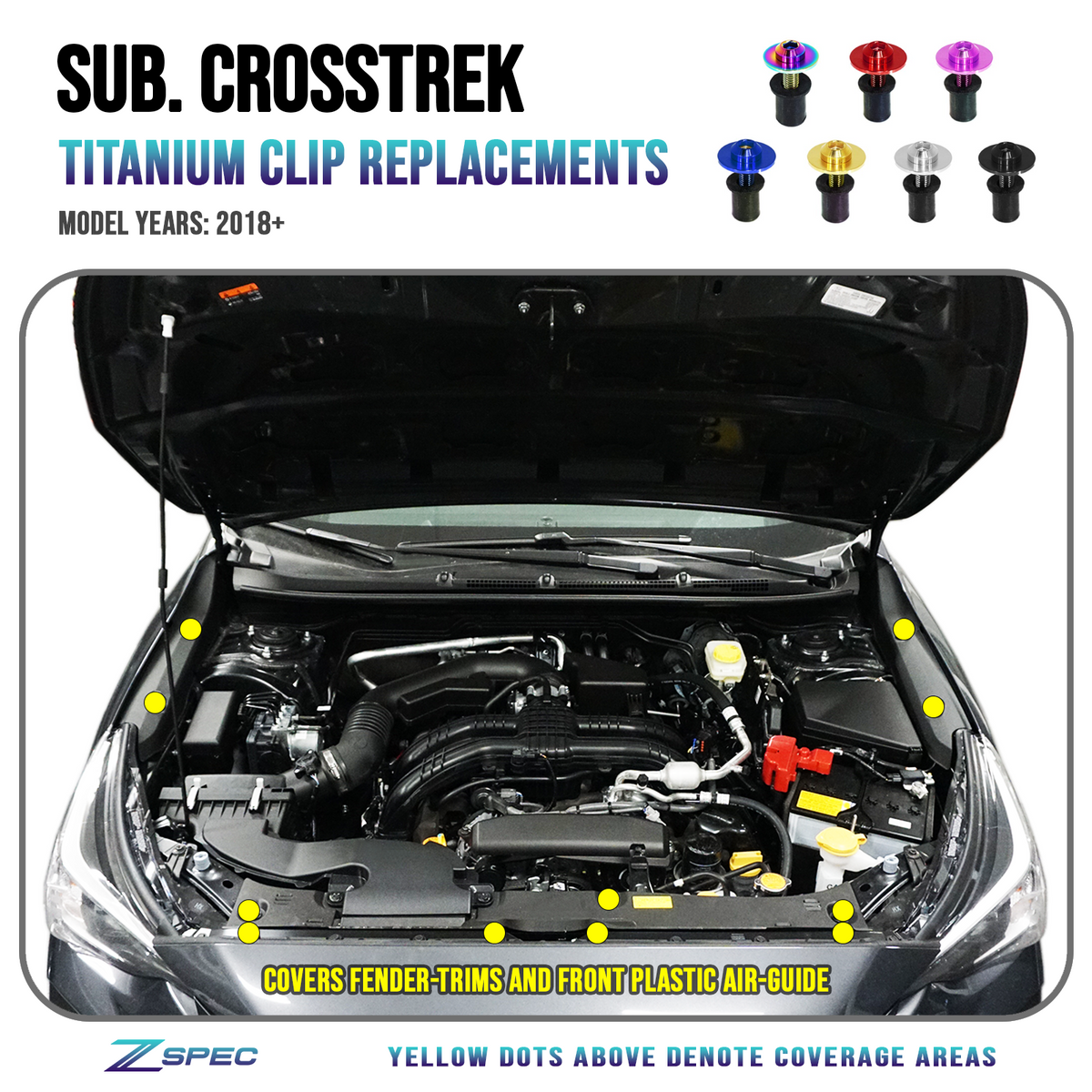 ZSPEC Titanium Plastic Clips Replacement Kit, Subaru CrossTrek 18-24