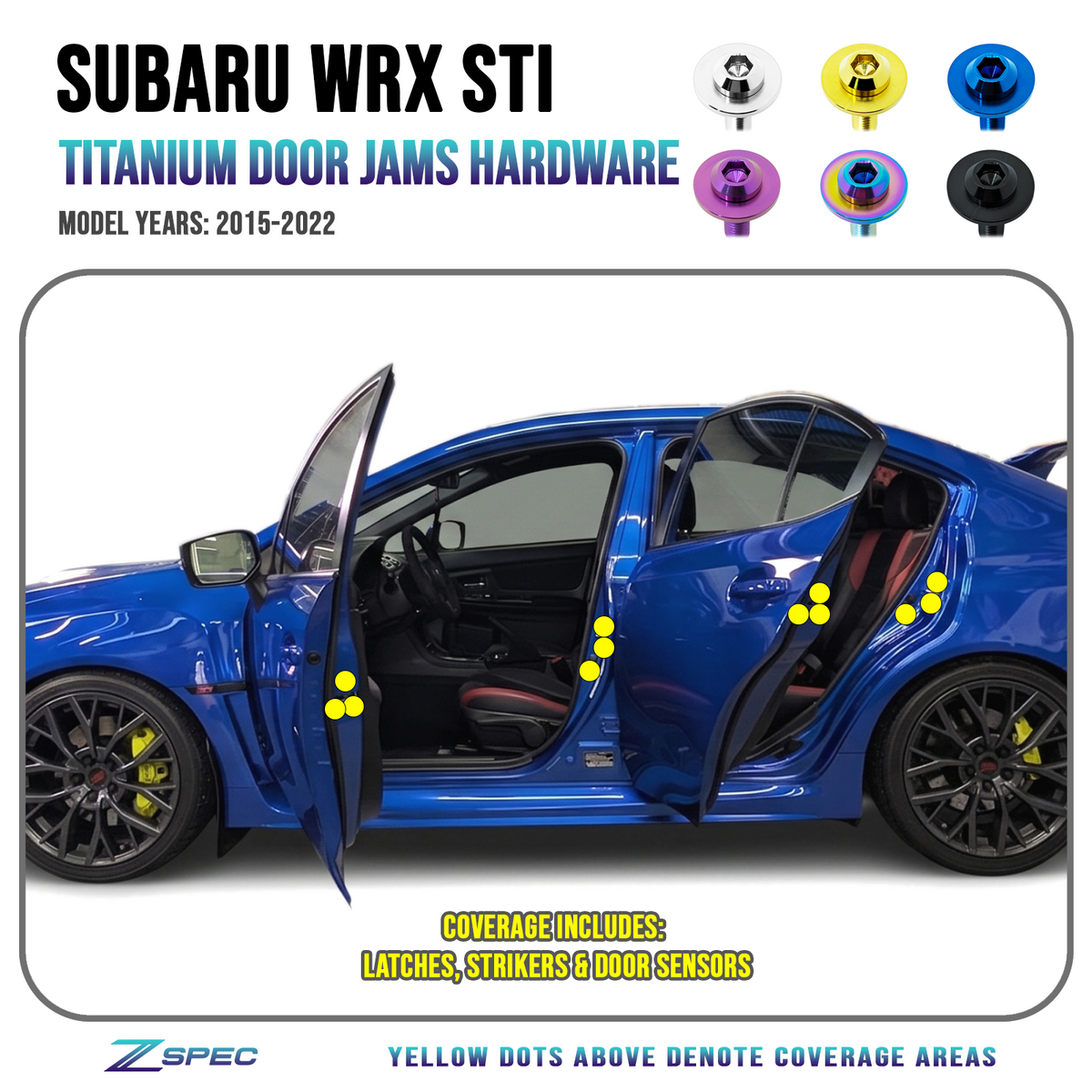 SMグッズ ZSPEC Door Jams Area Fastener Kit for '15-21 Subaru WRX & STI