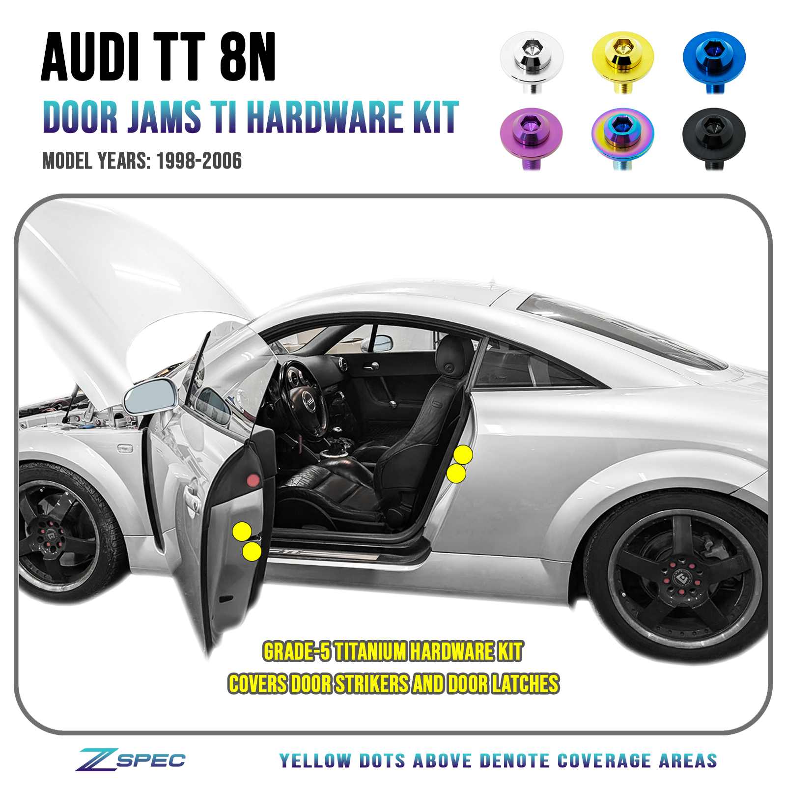 ZSPEC Door-Jams Hardware Kit for the Audi TT 1st-Gen 8N, Titanium